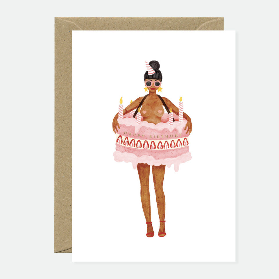 Girl With Cake Card