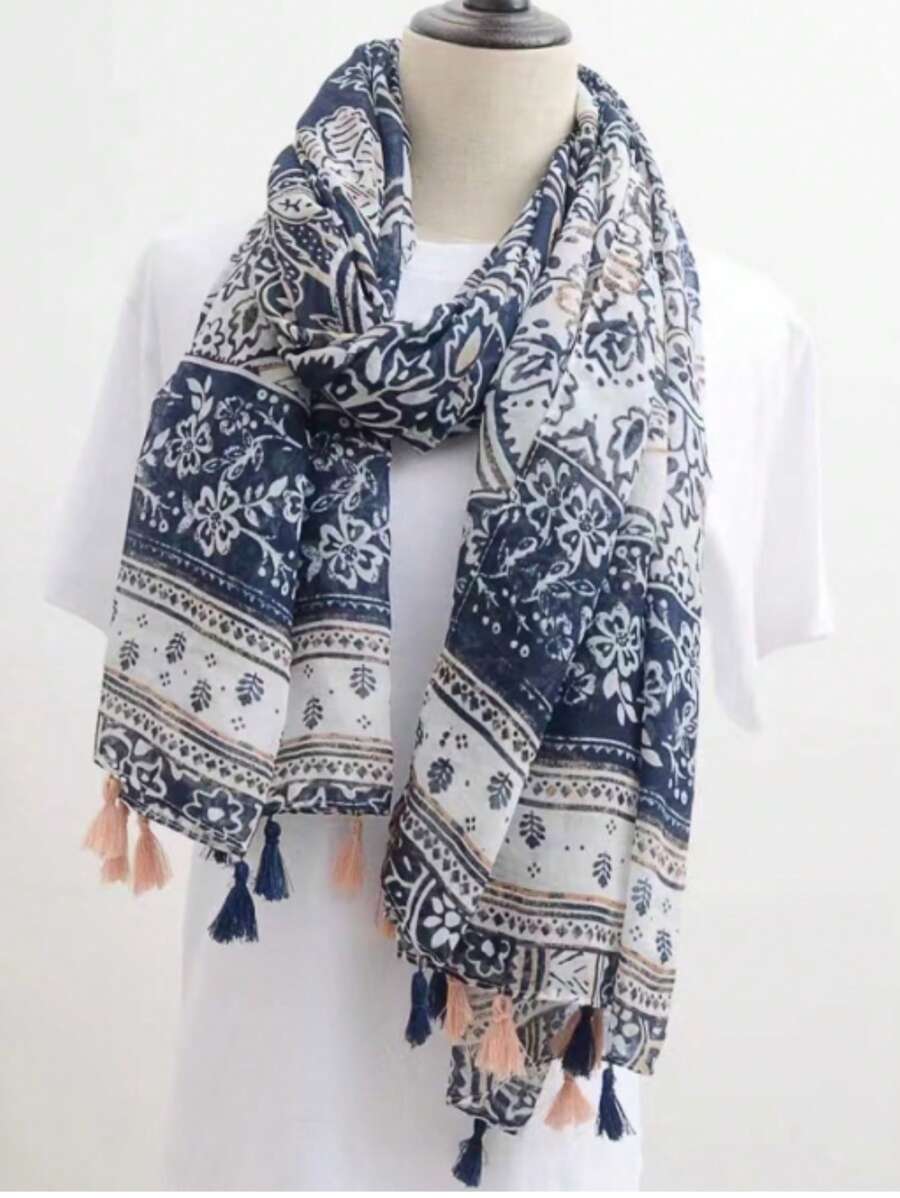 Brigit Boho Floral Tassel Scarf