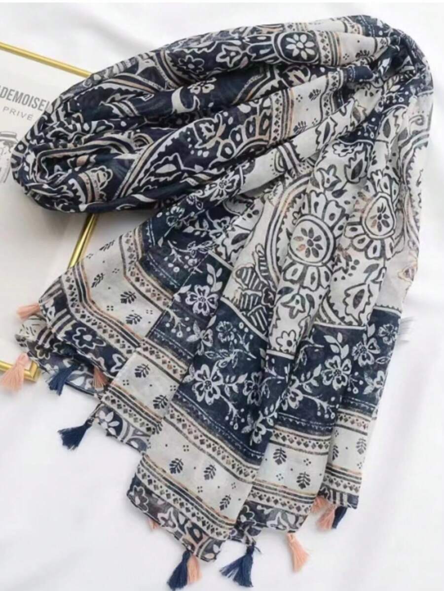 Brigit Boho Floral Tassel Scarf
