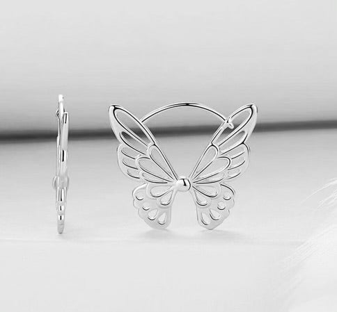 Hollow Drop Butterfly Dangle 925 Silver Earrings