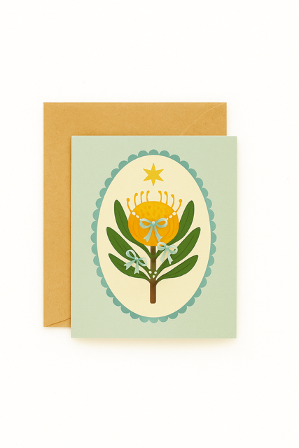 Yellow Pincushion Christmas Card