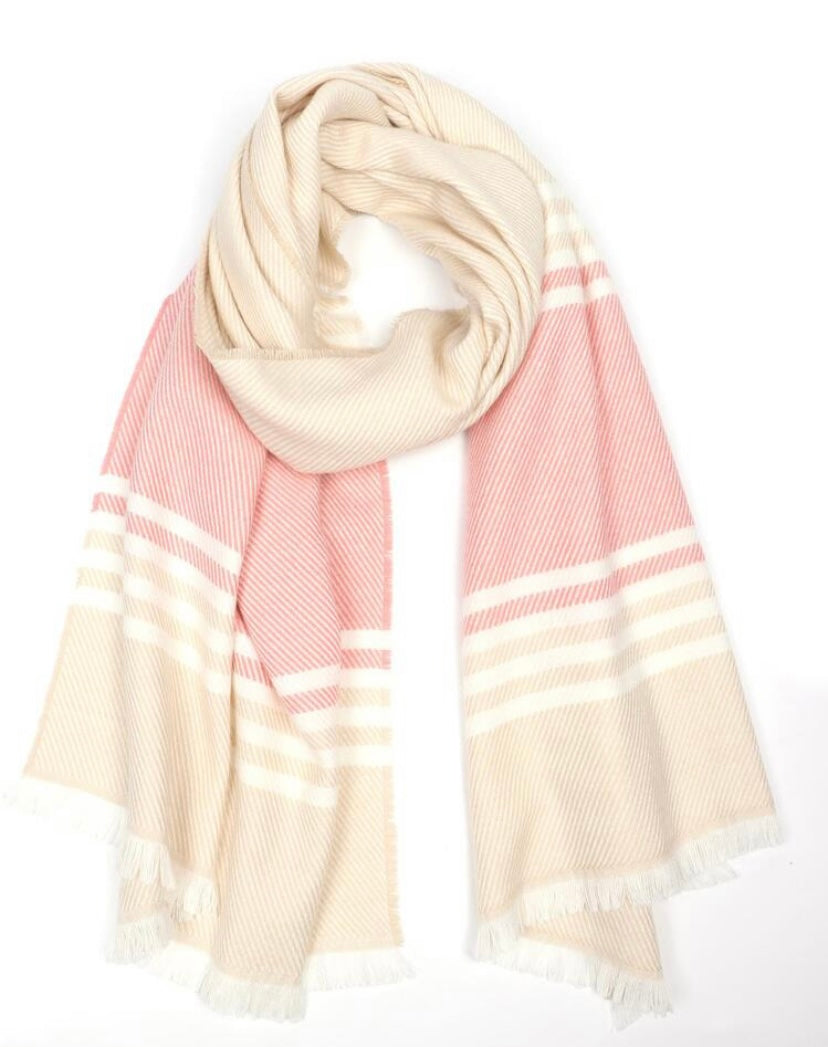 Stripe Raw Trim Winter Scarf