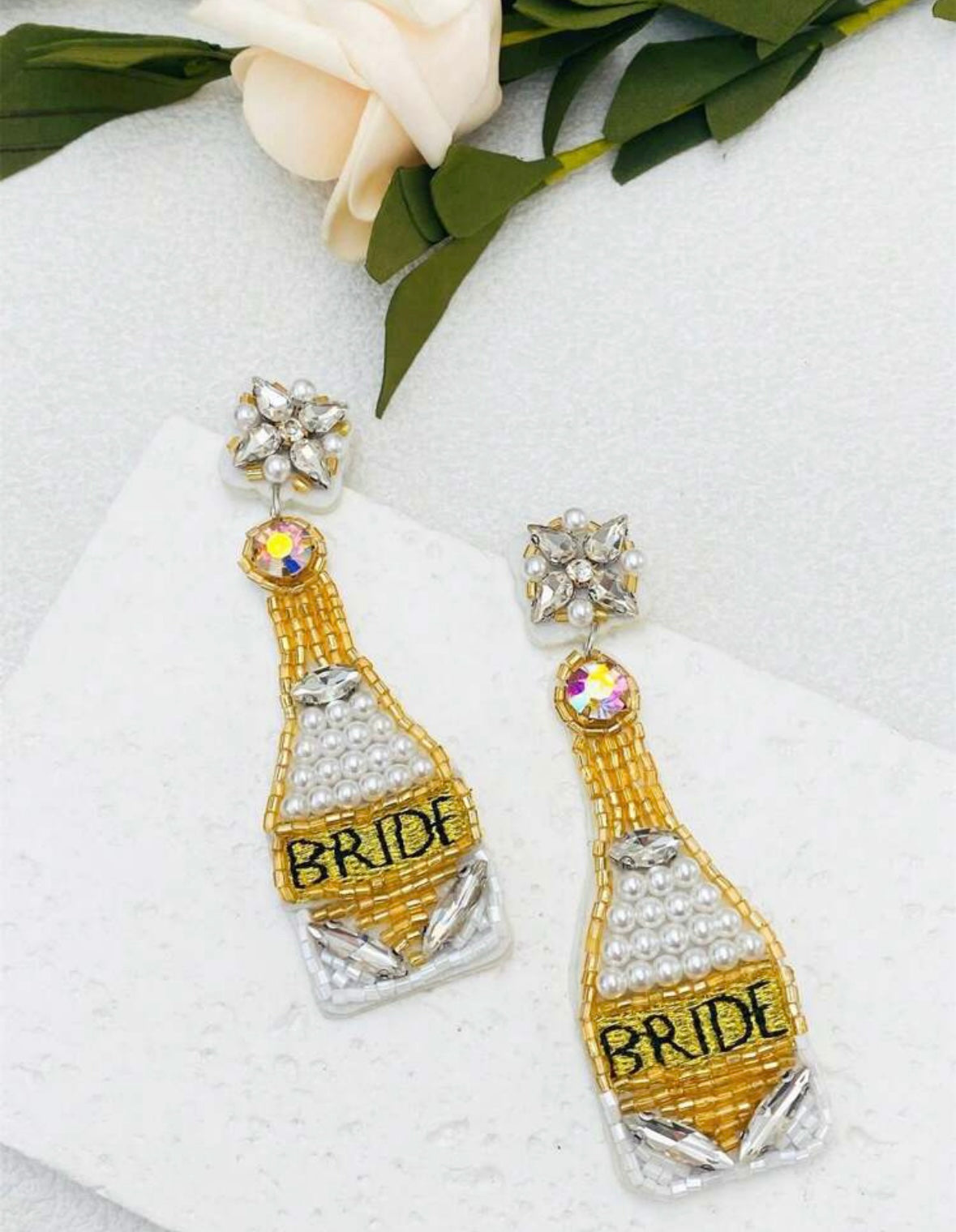 Bride to be Beaded Earrings