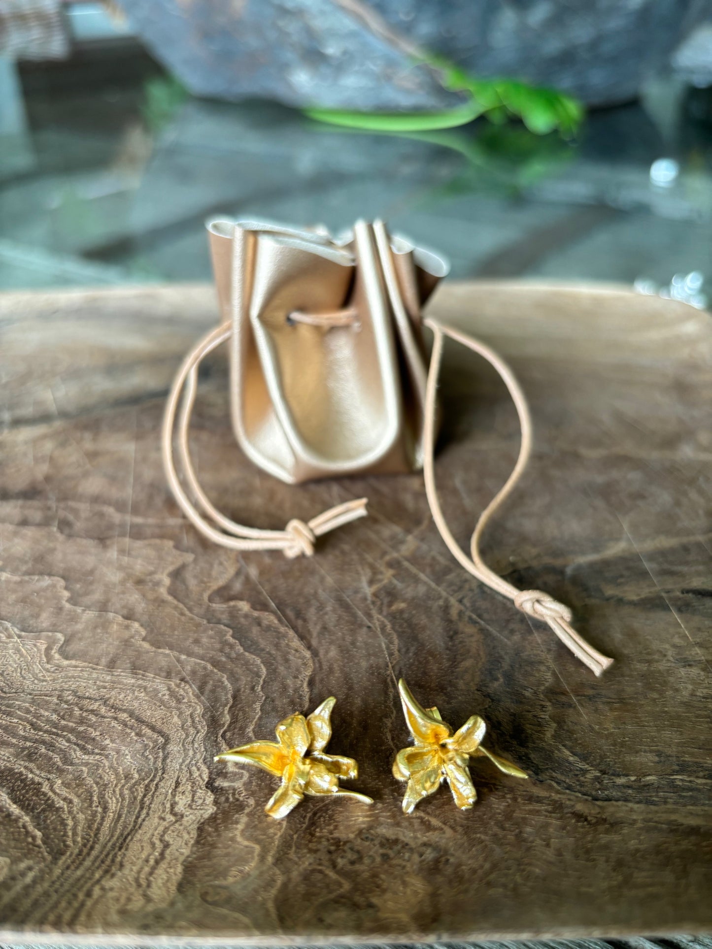 Orchid 925 Silver Earrings ( Gold Plated )