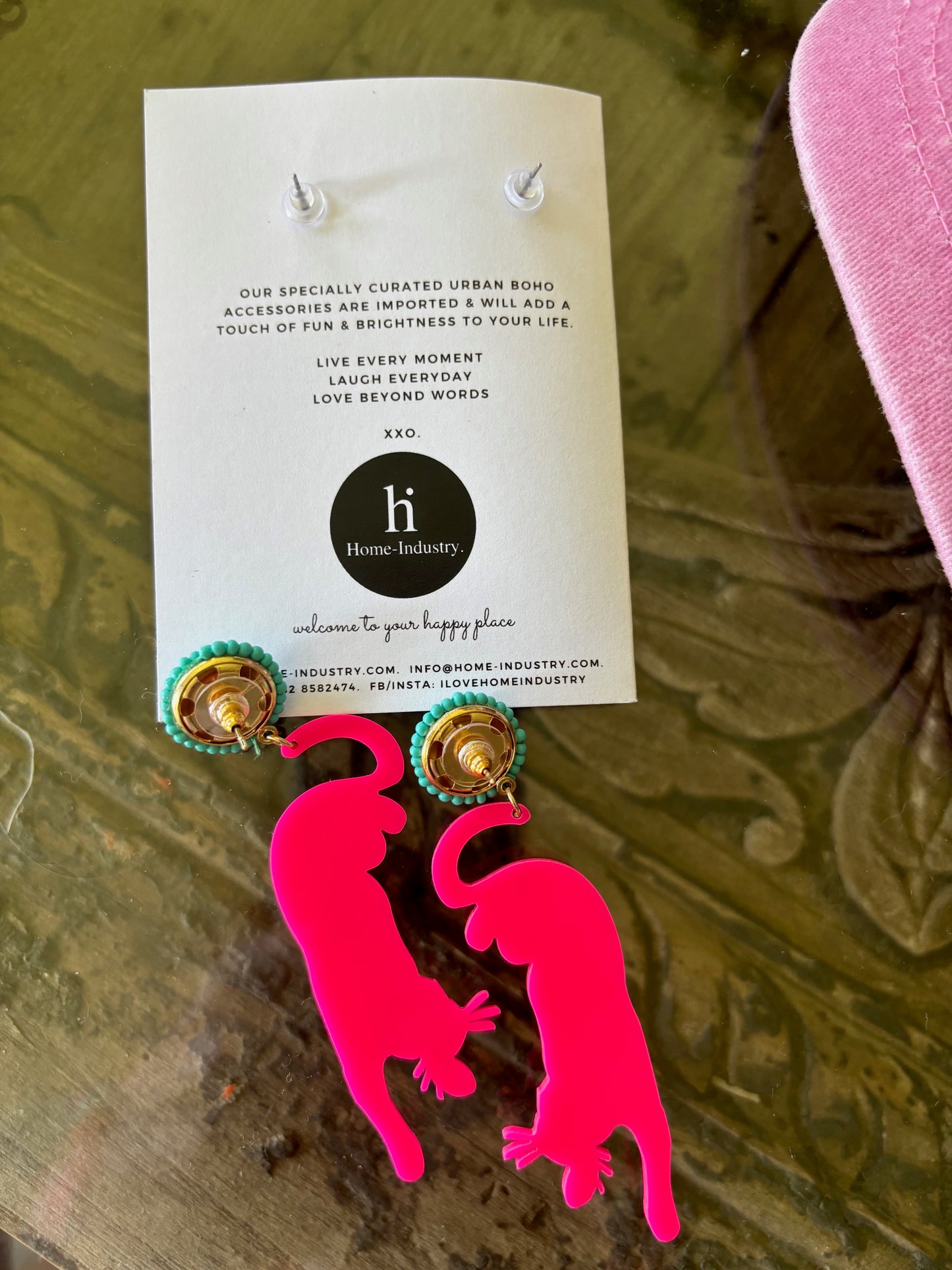 Tropical Pink Cheetah Earrings