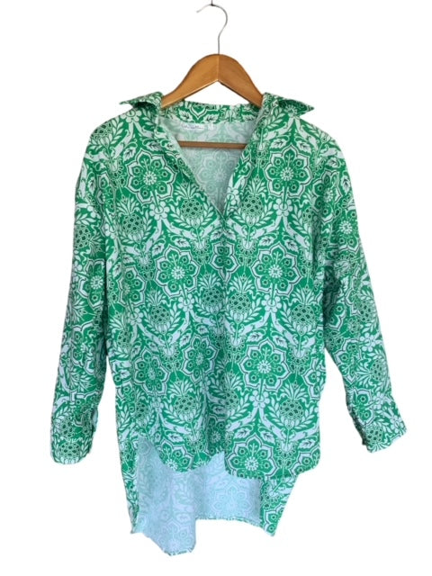 Anna Resort Top - Pineapple Green Print