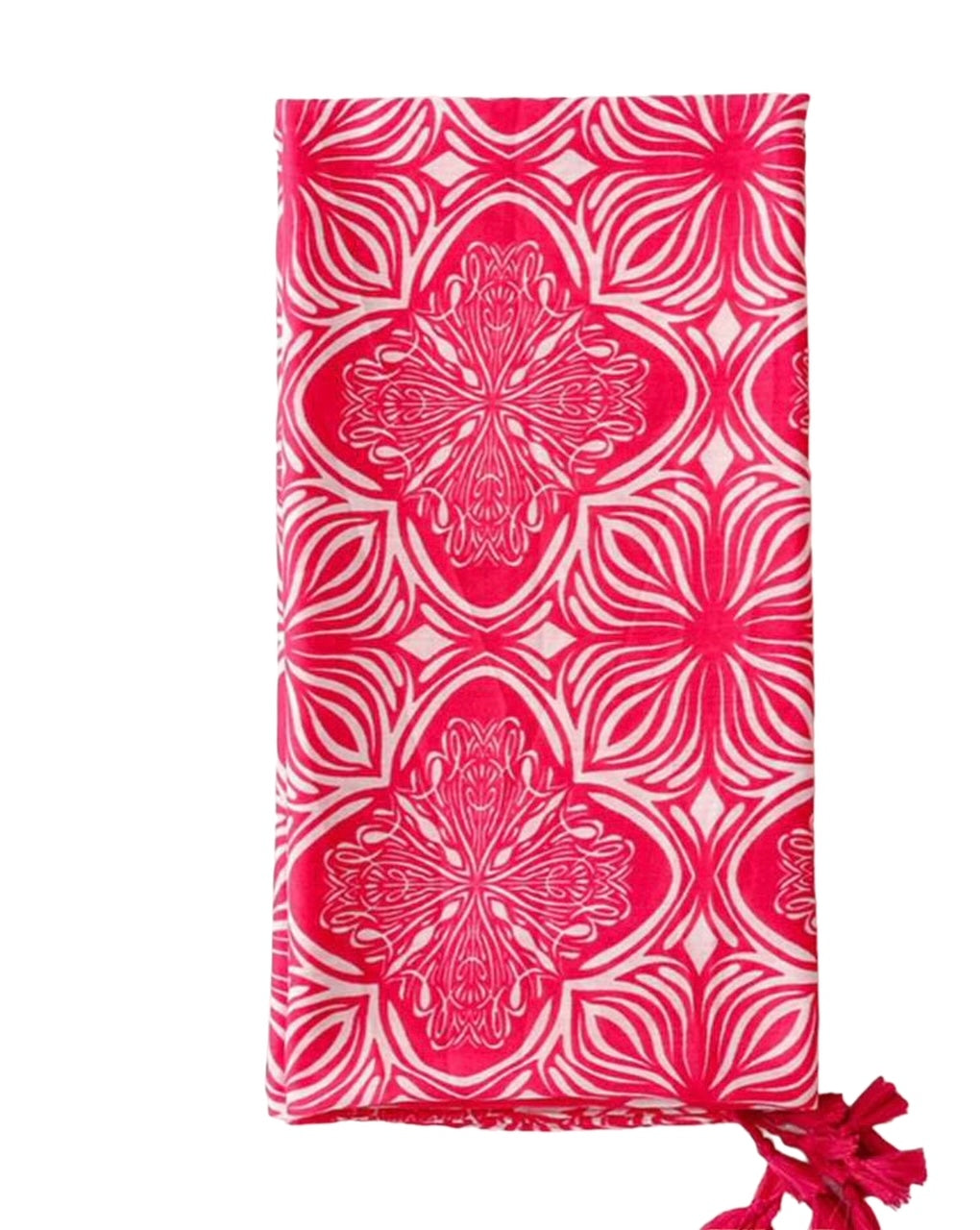 Pink Power Tassel Trim Summer Scarf