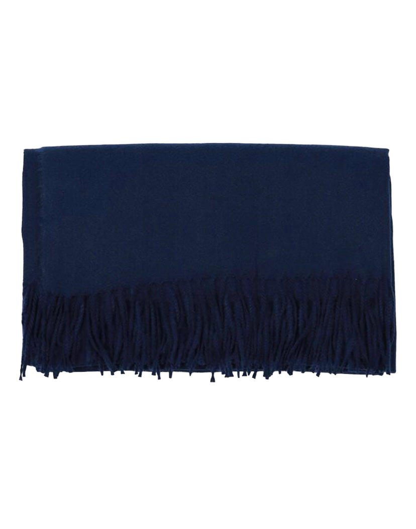 Navy Long Shawl Tassel Hem Scarf