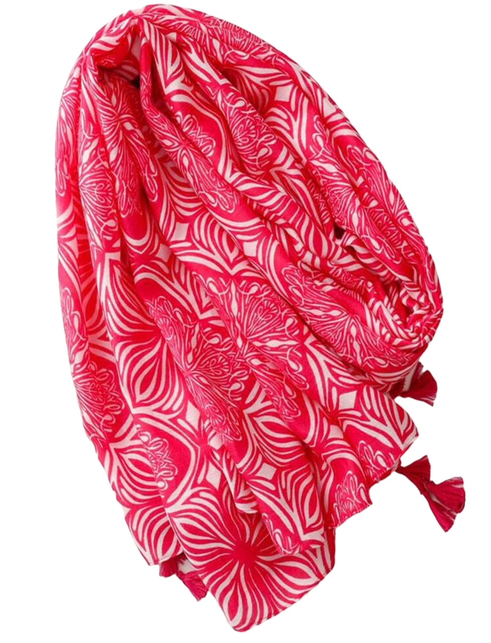 Pink Power Tassel Trim Summer Scarf