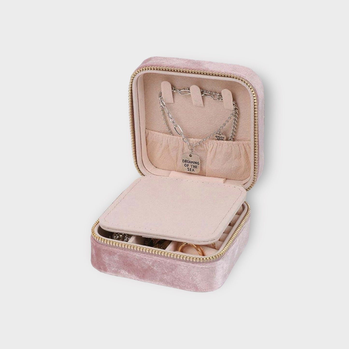 Mini Luxe Velvet Jewellery Box - Pink