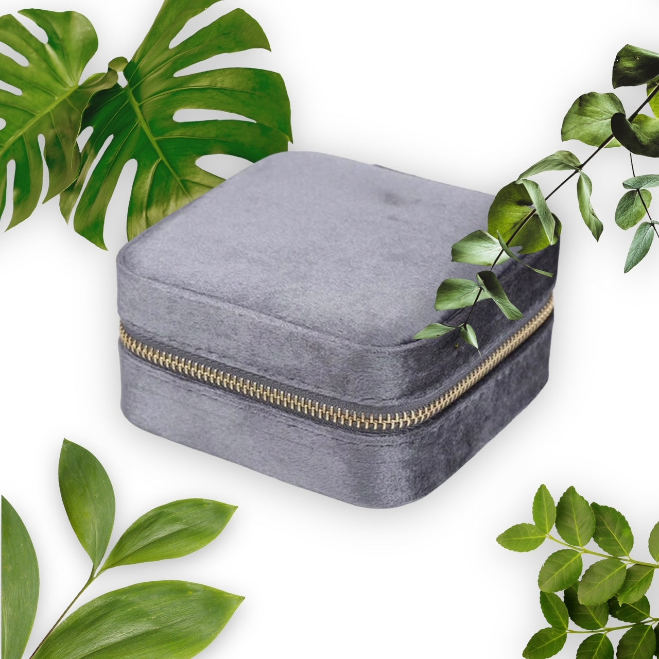 Mini Luxe Velvet Jewellery Box - Charcoal Grey