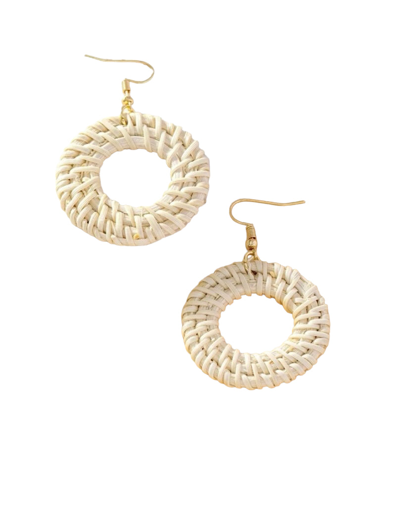 White Rattan Earrings