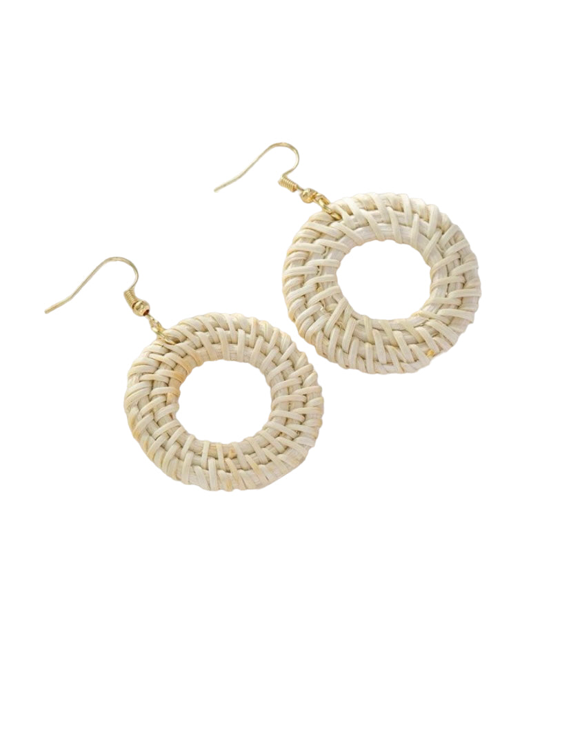 White Rattan Earrings