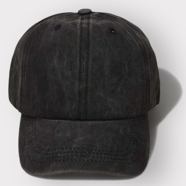 ponytail hole baseball style cap - black