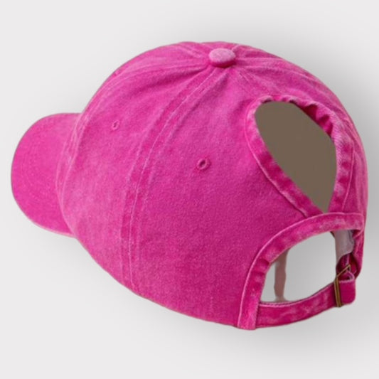 ponytail hole baseball style cap - pink