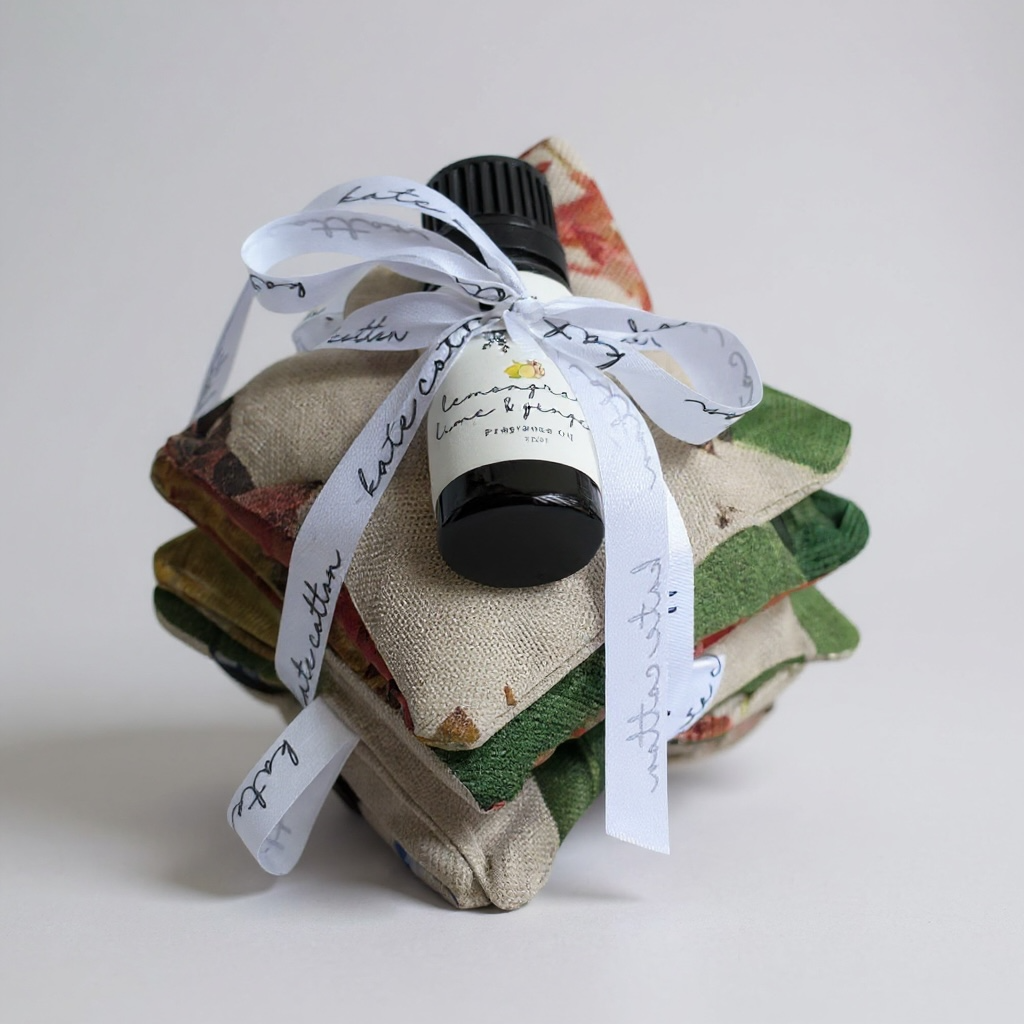 kate cotton lemongrass lime & ginger vintage style scented sachets 4pk