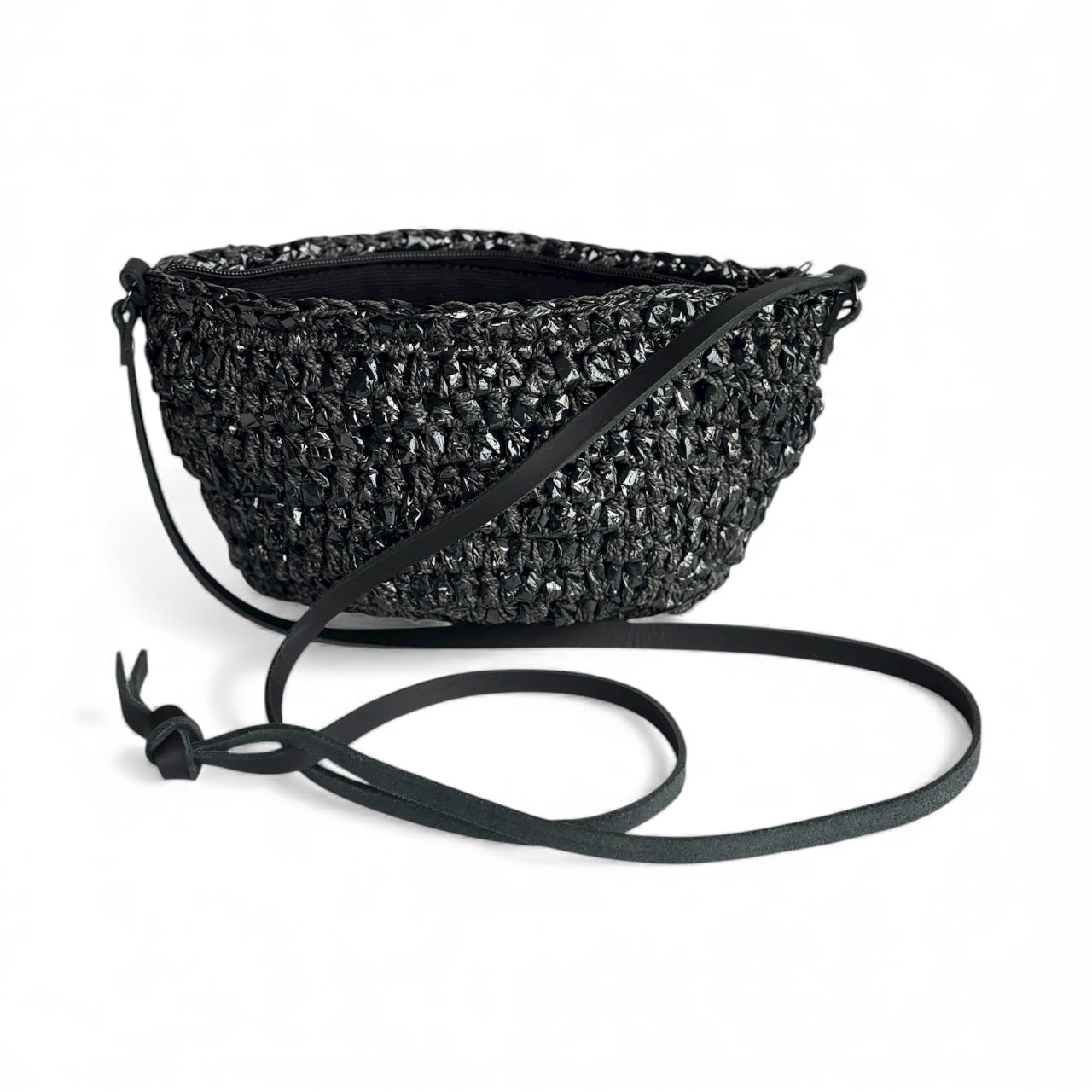 Rewind Half Moon Cross Body Bag - Black