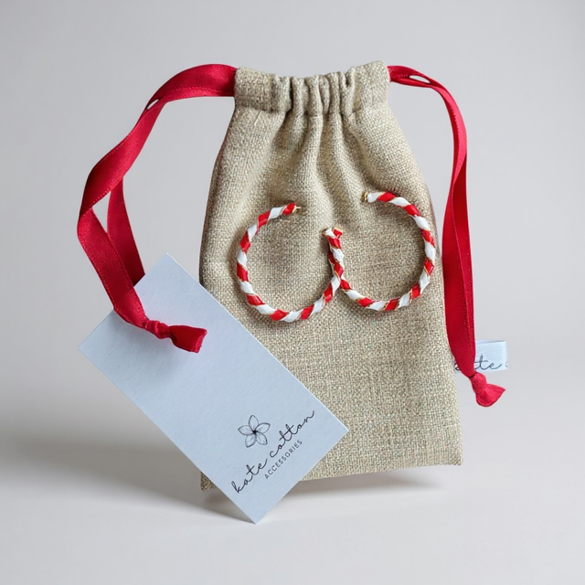 Candy Cane Rounds Christmas Earrings