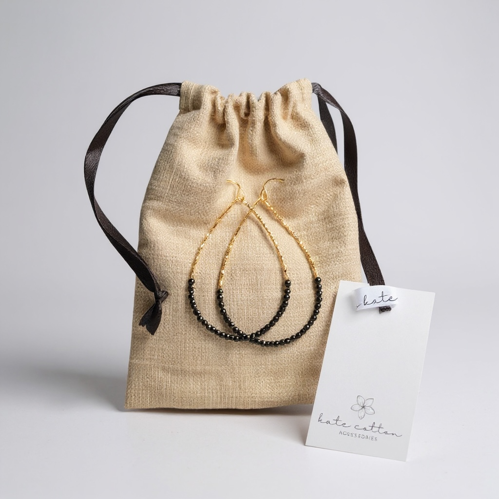 Olivia Hoop Earrings - Black & Gold