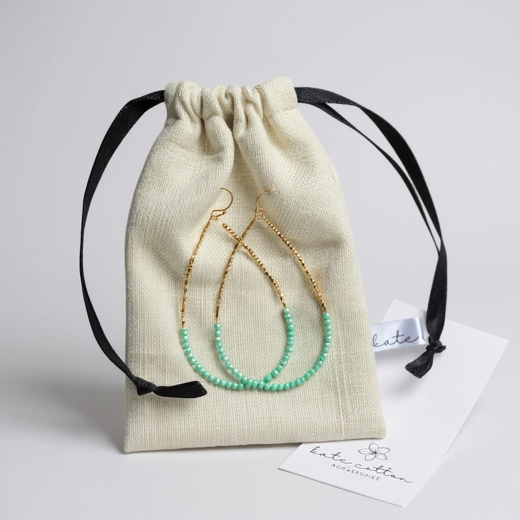 Olivia Hoop Earrings - Turquoise & Gold