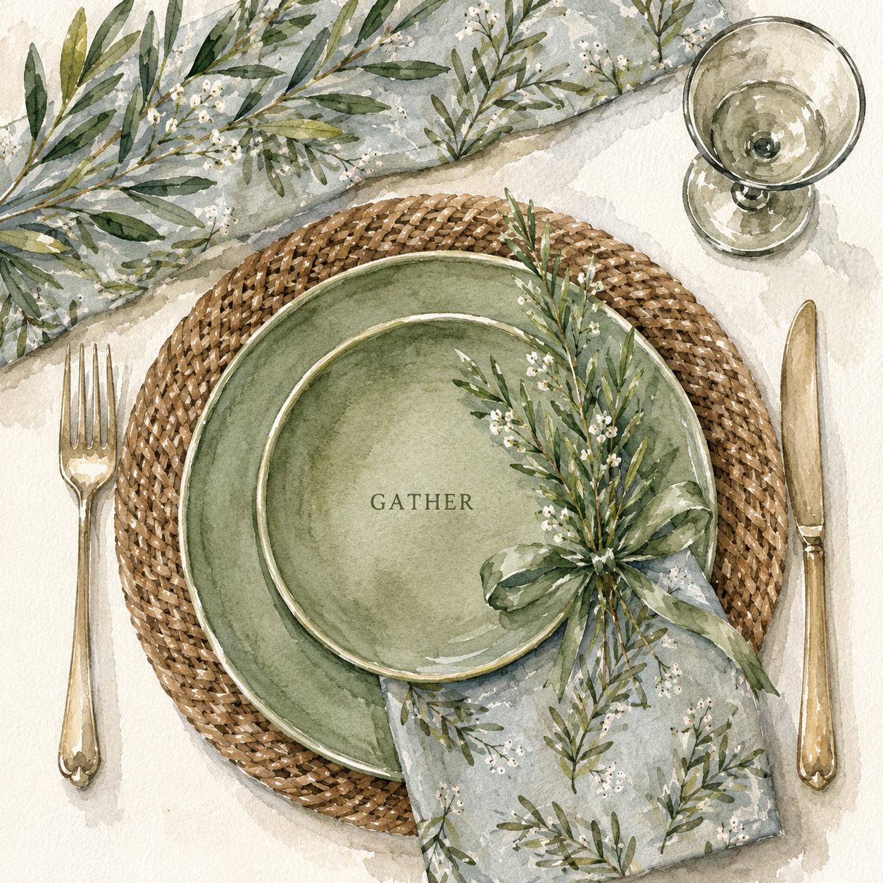 festive napkins - mistletoe sage
