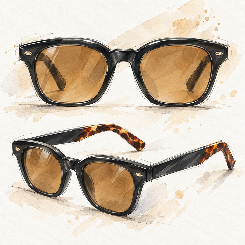 vanté 9011 classic square sunglasses - black|amber