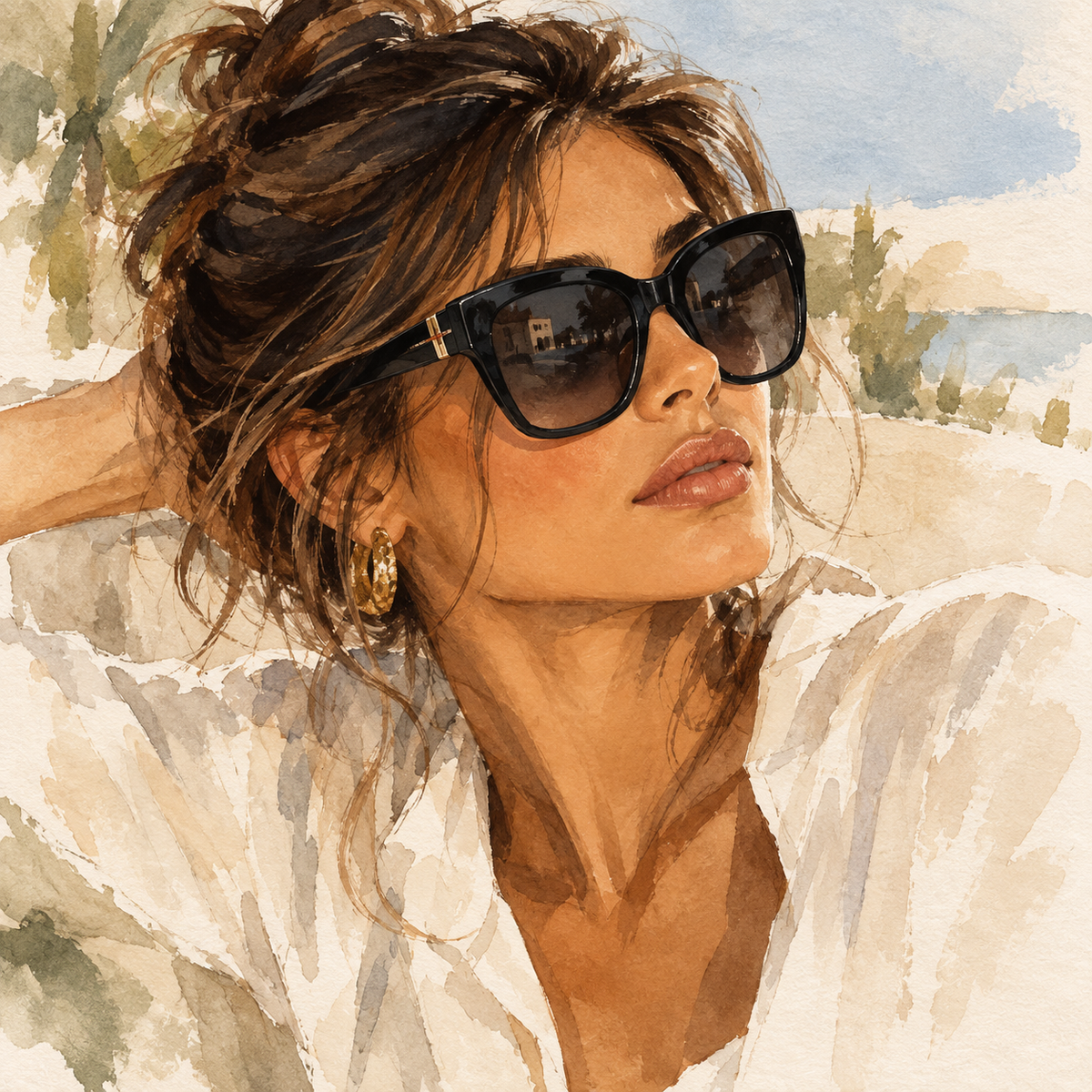 vanté 9052 oversized cat-eye polarised sunglasses - black