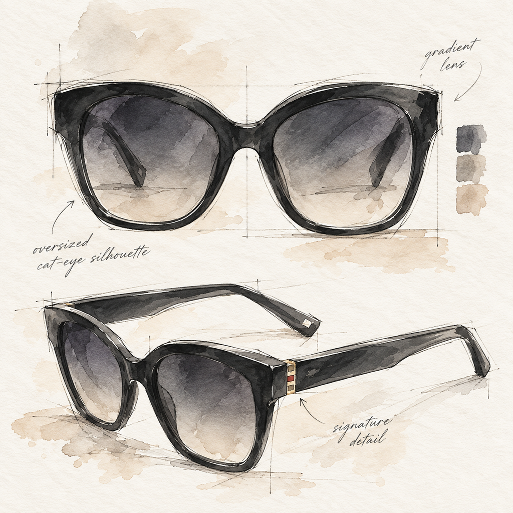 vanté 9052 oversized cat-eye polarised sunglasses - black