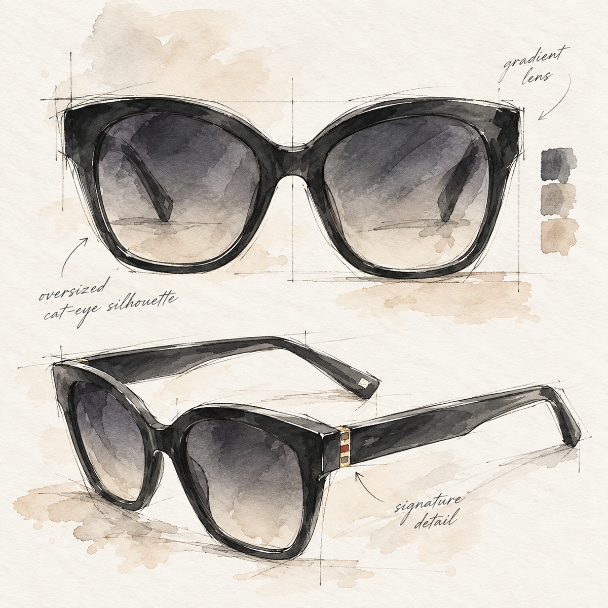 vanté 9052 oversized cat-eye polarised sunglasses - black