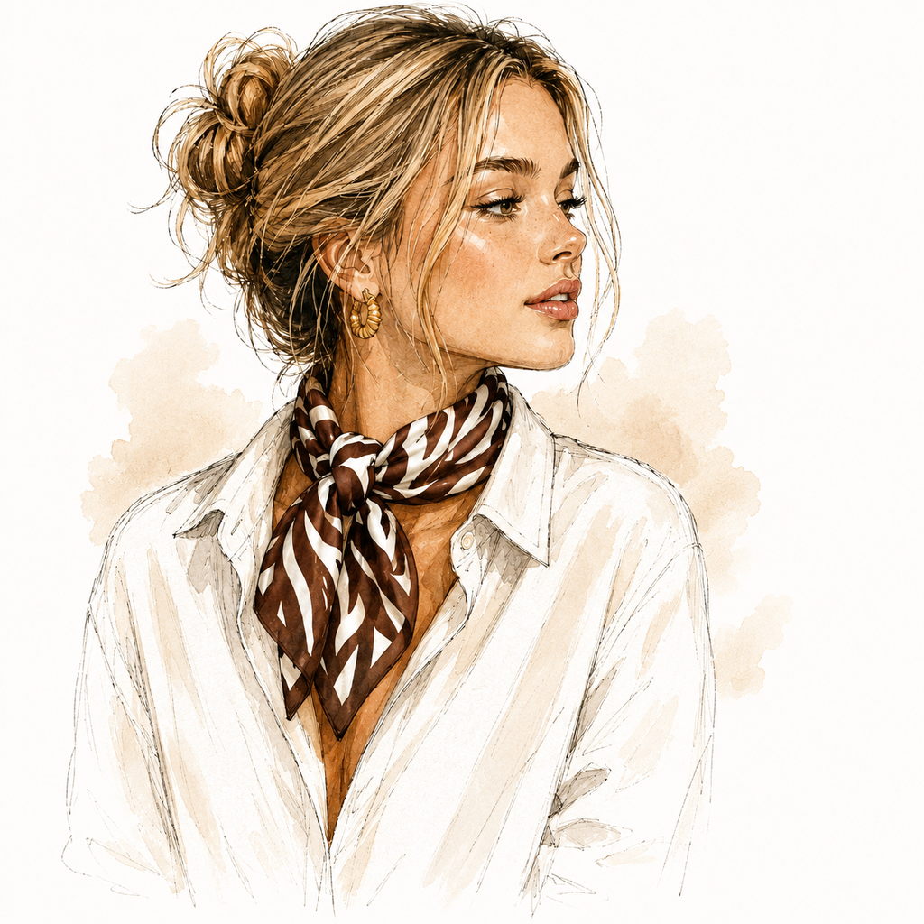 striped zebra scarf - brown