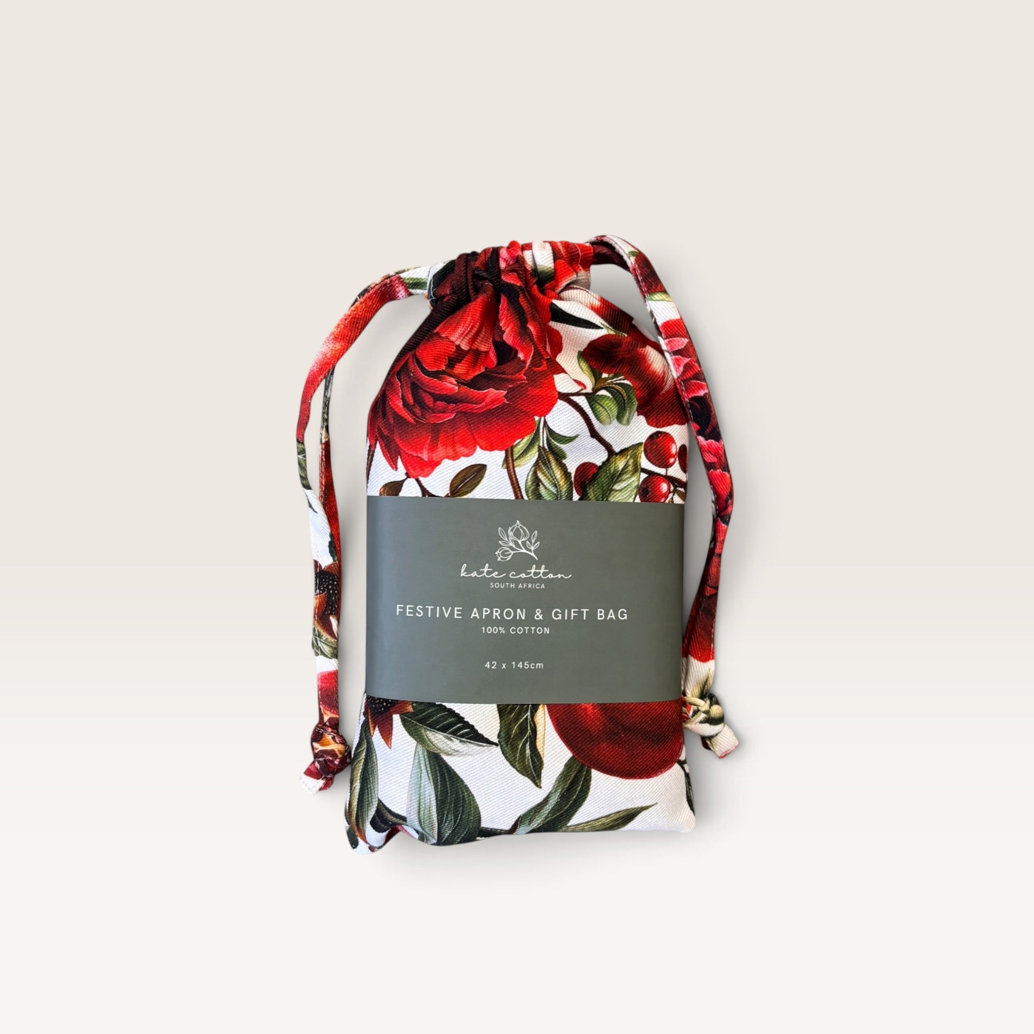 festive apron - pomegranate floral