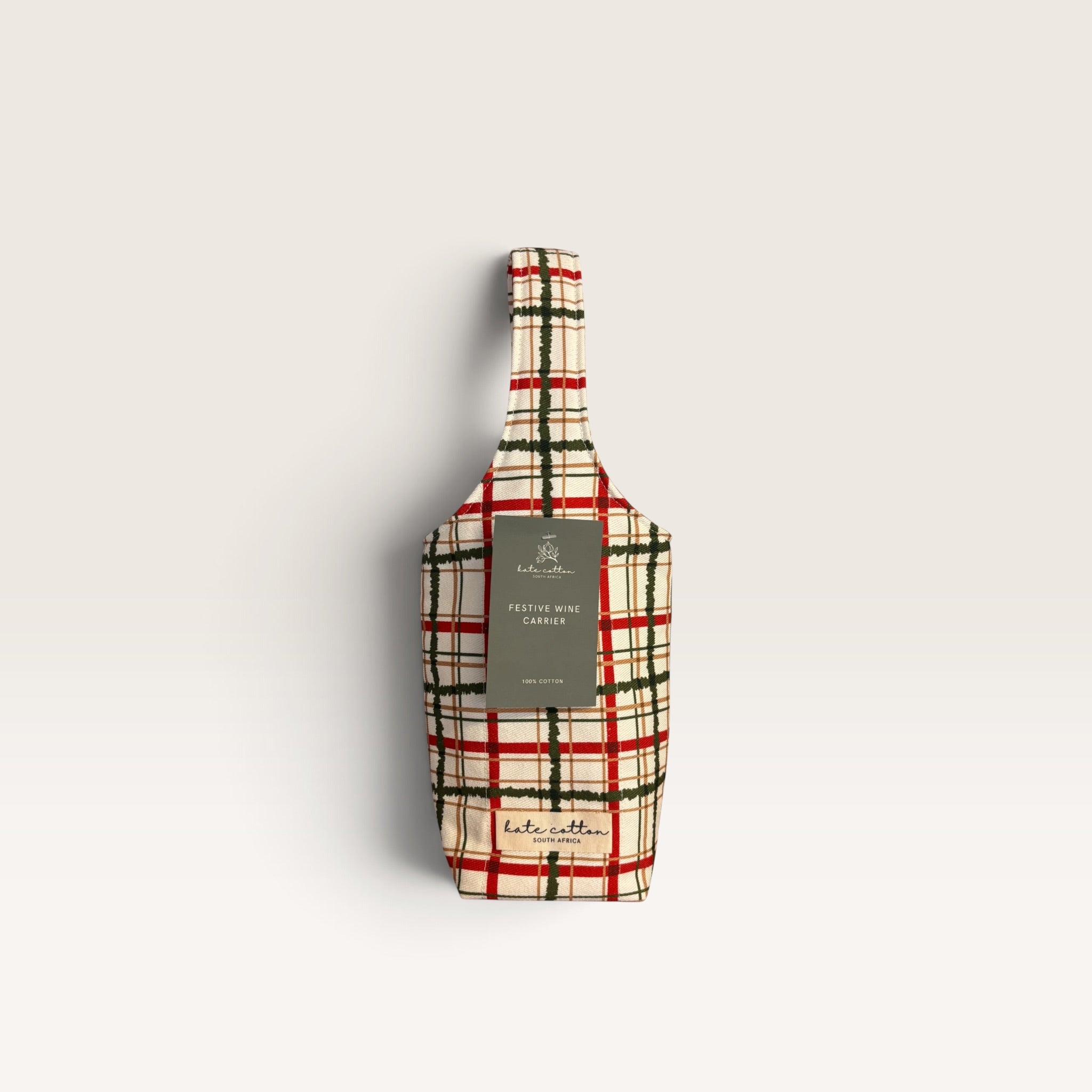 festive wine carrier - tartan