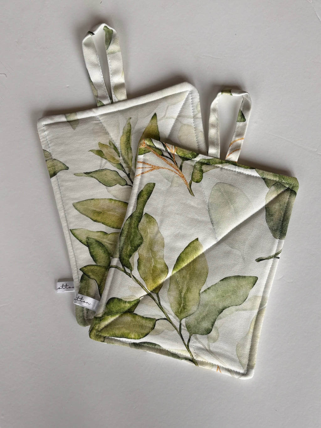 kate cotton oven mitts - lemongrass print