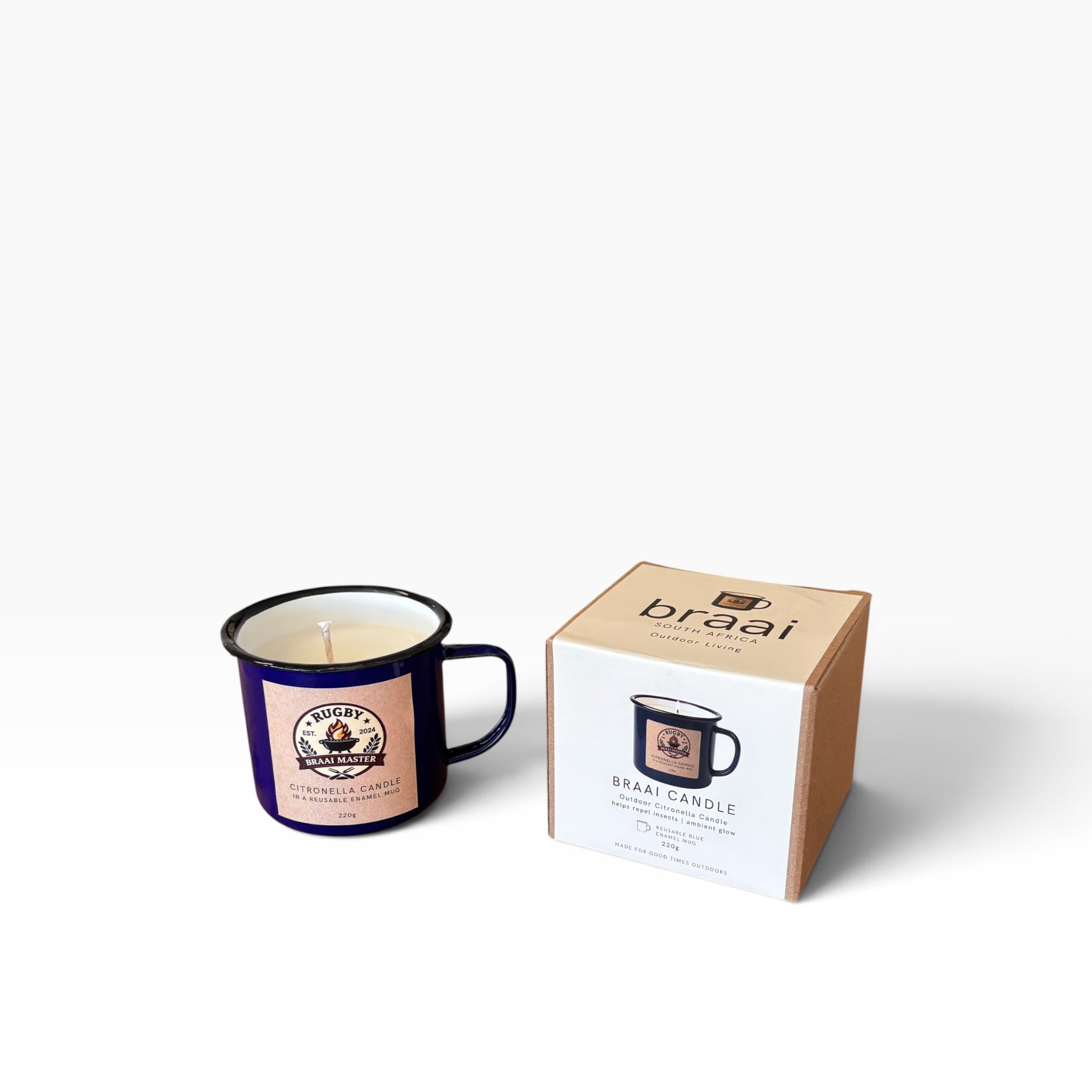 Braai South Africa | Citronella Braai Candle - Blue Enamel Mug