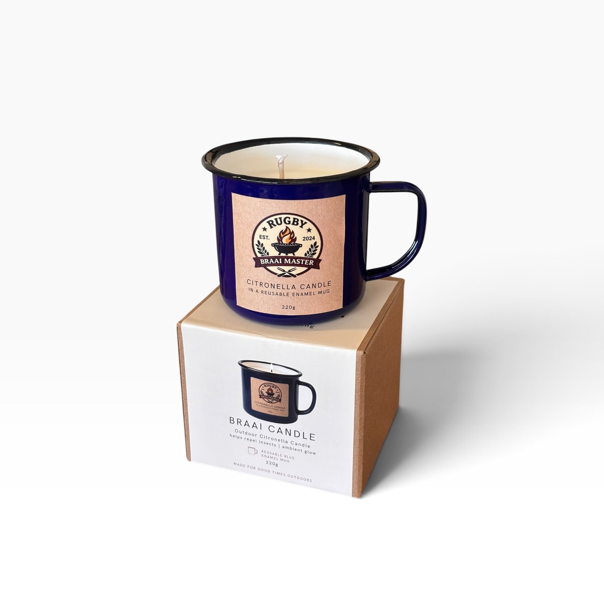 Braai South Africa | Citronella Braai Candle - Blue Enamel Mug