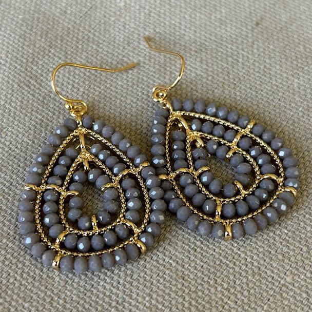 Nikki Bead Earrings - Grey
