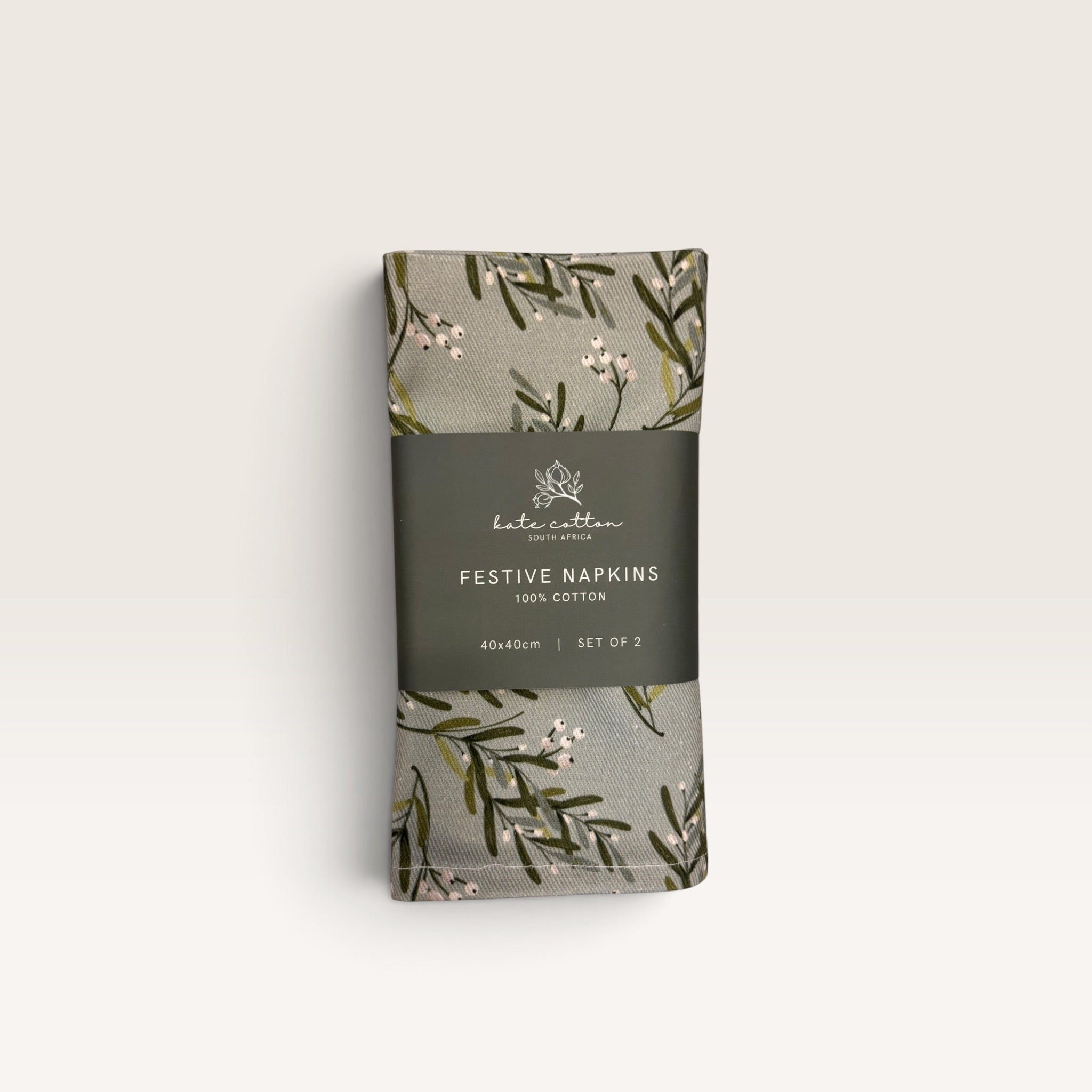 festive napkins - mistletoe sage