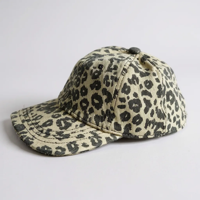 Leopard Print Baseball Style Cap -Natural