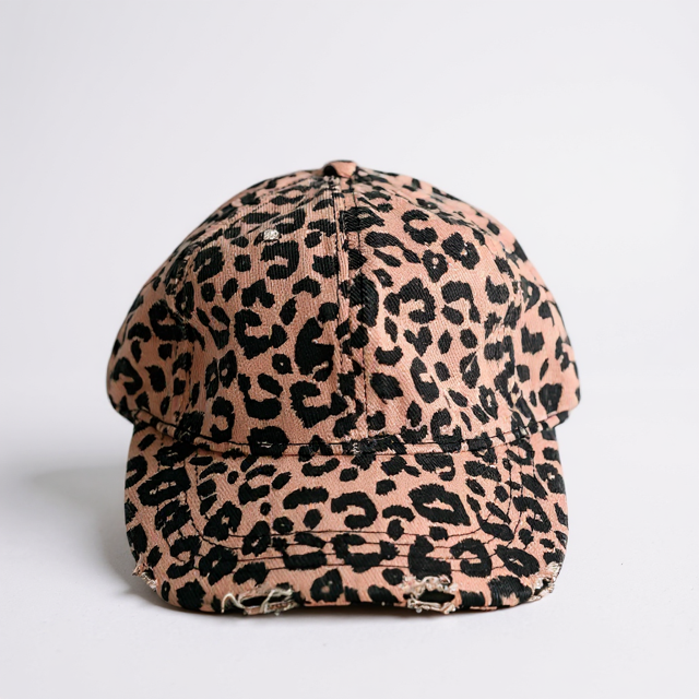 Leopard Print Baseball Style Cap - Pink