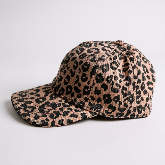 Leopard Print Baseball Style Cap - Pink