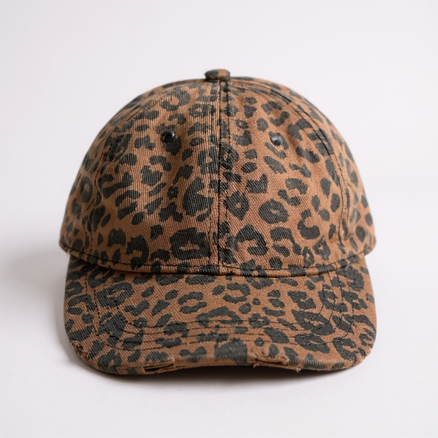 Leopard Print Baseball Style Cap - Brown