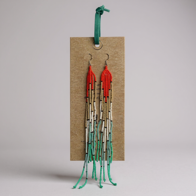 Nomad Threads Earrings - Orange&Turquoise