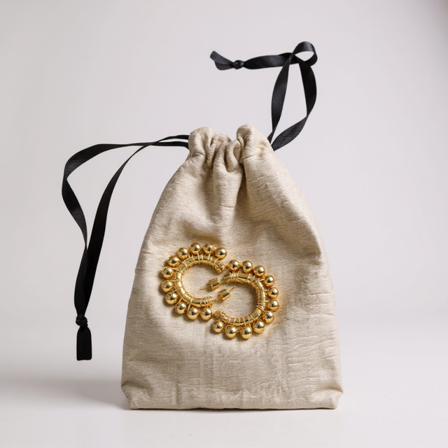 Gold Beaded Hoop Earrings