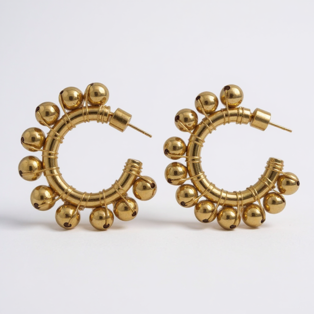 Gold Beaded Hoop Earrings