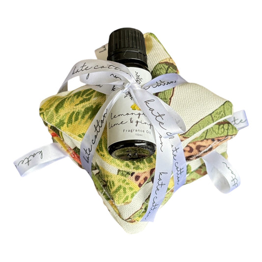 kate cotton lemongrass lime & ginger vintage style scented sachets - african jacquard