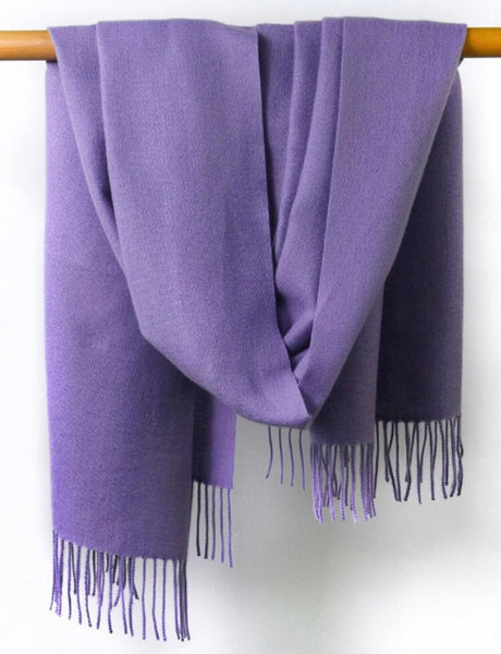 Purple Long Shawl Tassel Hem Scarf