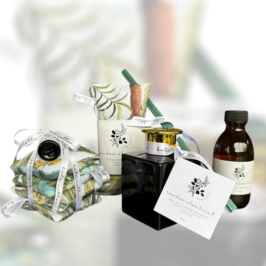 kate cotton rooibos, aloe & mint home fragrance set