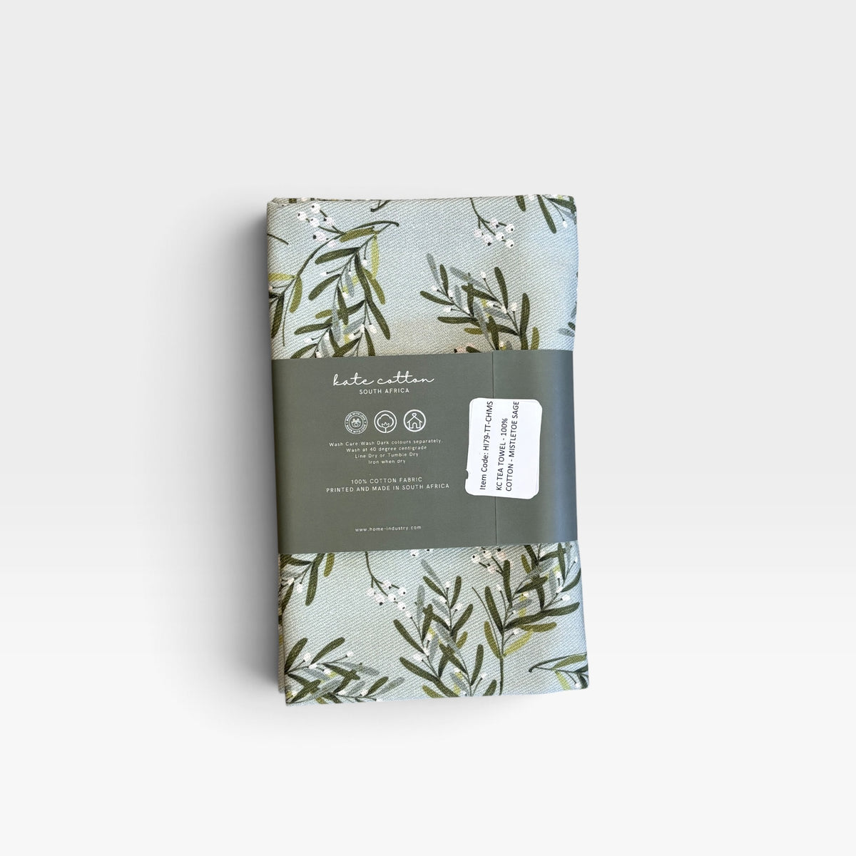 festive tea towel - mistletoe sage