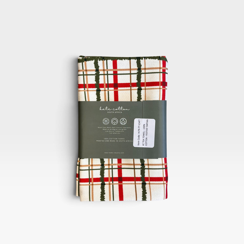 festive tea towel - tartan