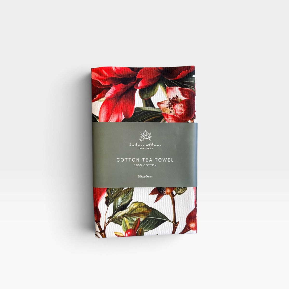 festive tea towel - pomegranate floral